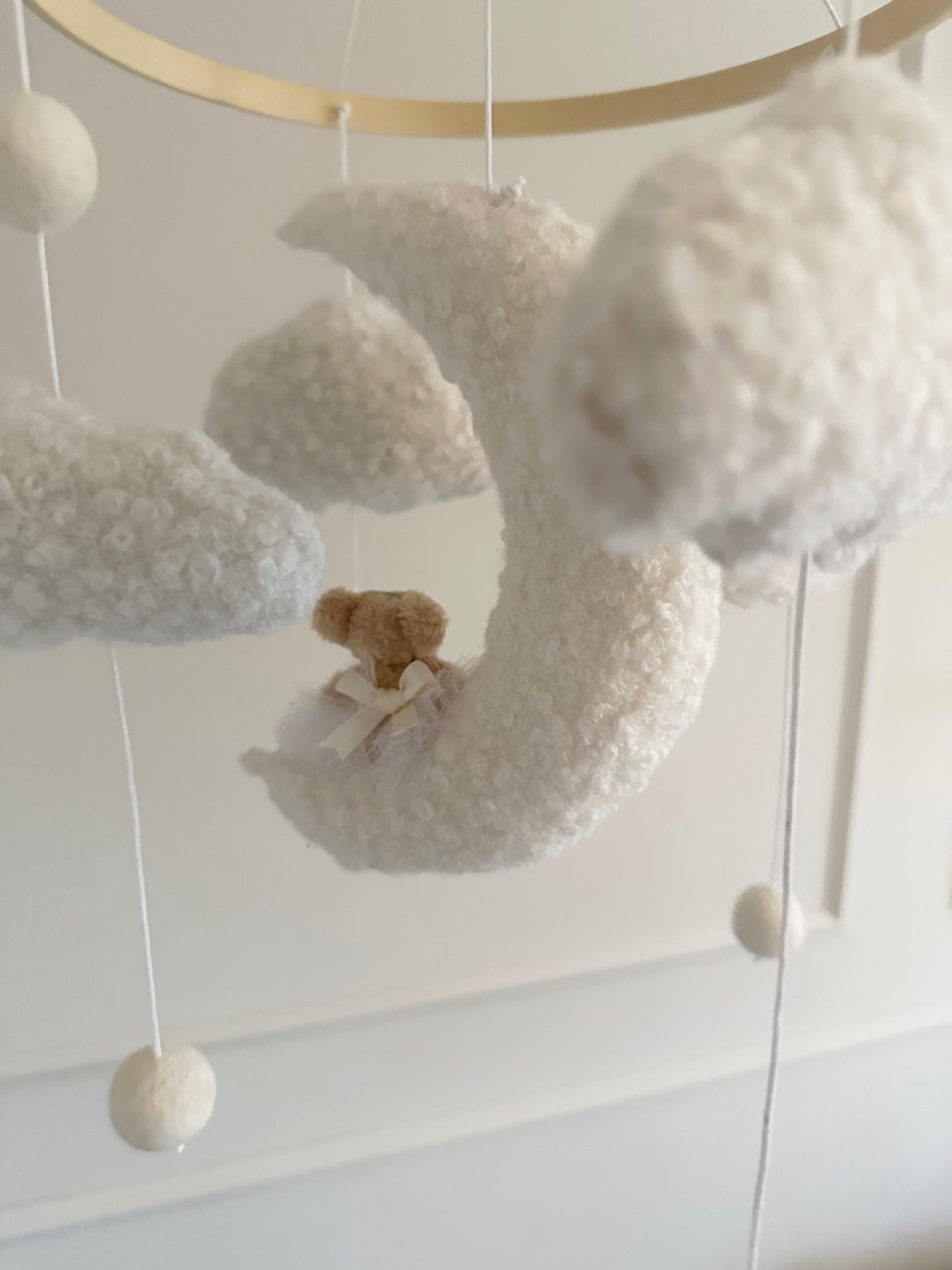 BALLERINA MOON cot mobile. Teddy cloud and moon.