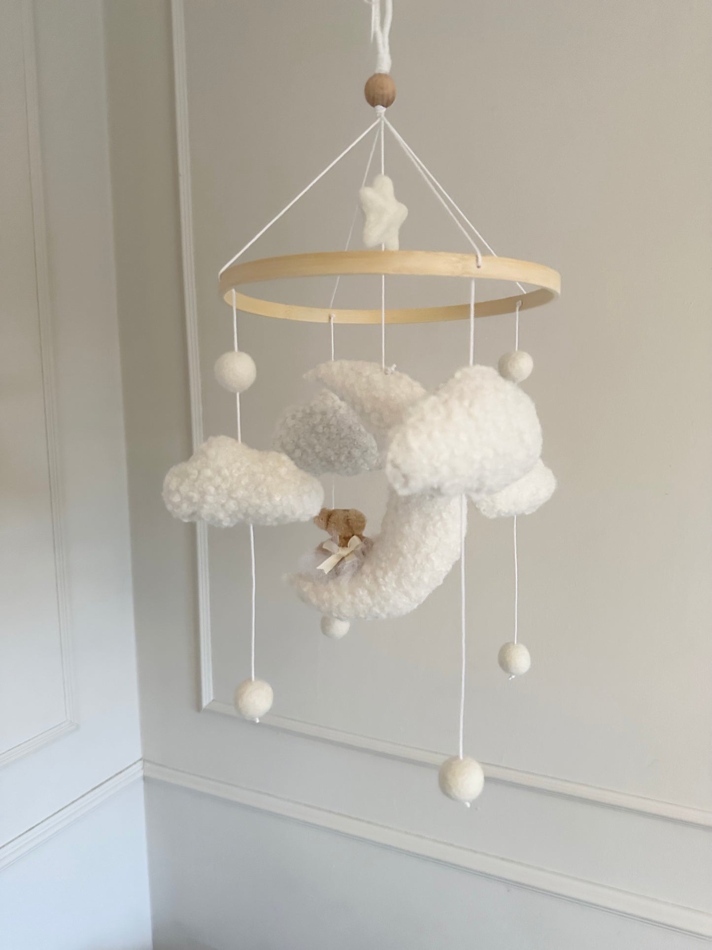 BALLERINA MOON cot mobile. Teddy cloud and moon.